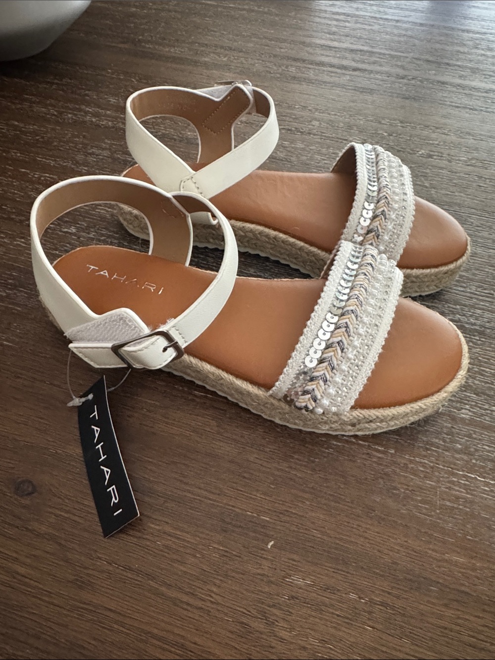 Tahari Girls Braided Sequin Espadrille Sandals Size 2